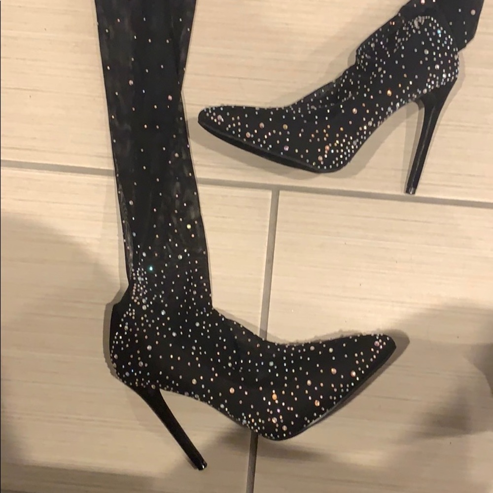 Rhinestone sock boots